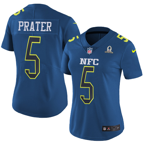 Nike Lions #5 Matt Prater Navy Women's Stitched NFL Limited NFC Pro Bowl Jersey